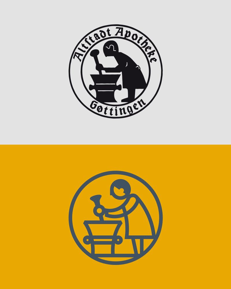 Lucht Apotheken Göttingen, Logo, vorher - nachhher, Illustration vereinfacht und optimiert